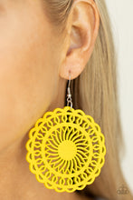 Load image into Gallery viewer, Island Sun - Yellow Wood Earring Paparazzi sold out
