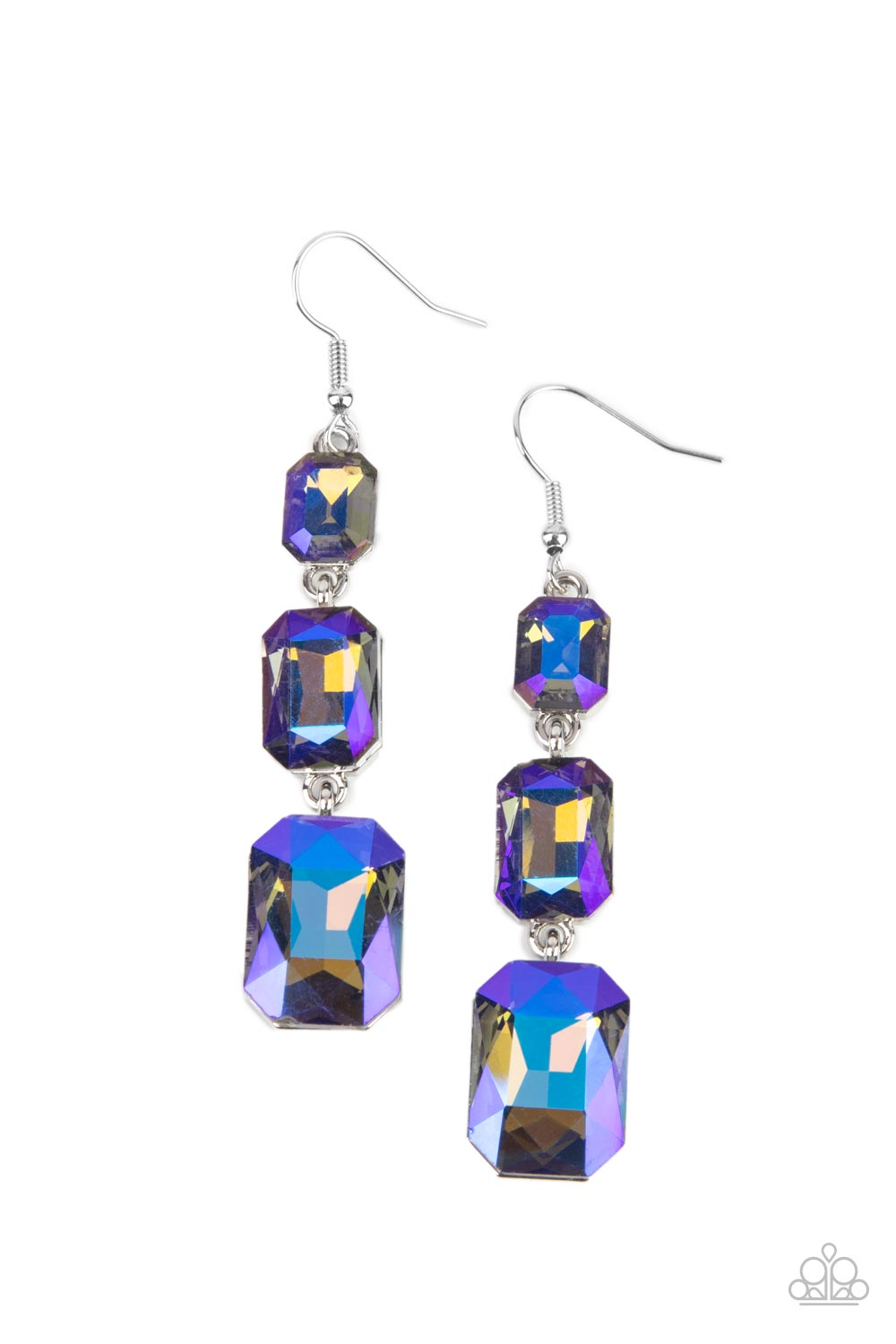 Cosmic Red Carpet - Blue Iridescent Earring Paparazzi