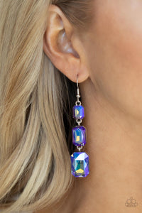 Cosmic Red Carpet - Blue Iridescent Earring Paparazzi