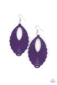 Tahiti Tankini - Purple Wood Earring Paparazzi