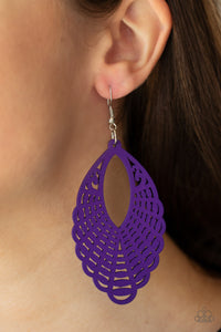 Tahiti Tankini - Purple Wood Earring Paparazzi