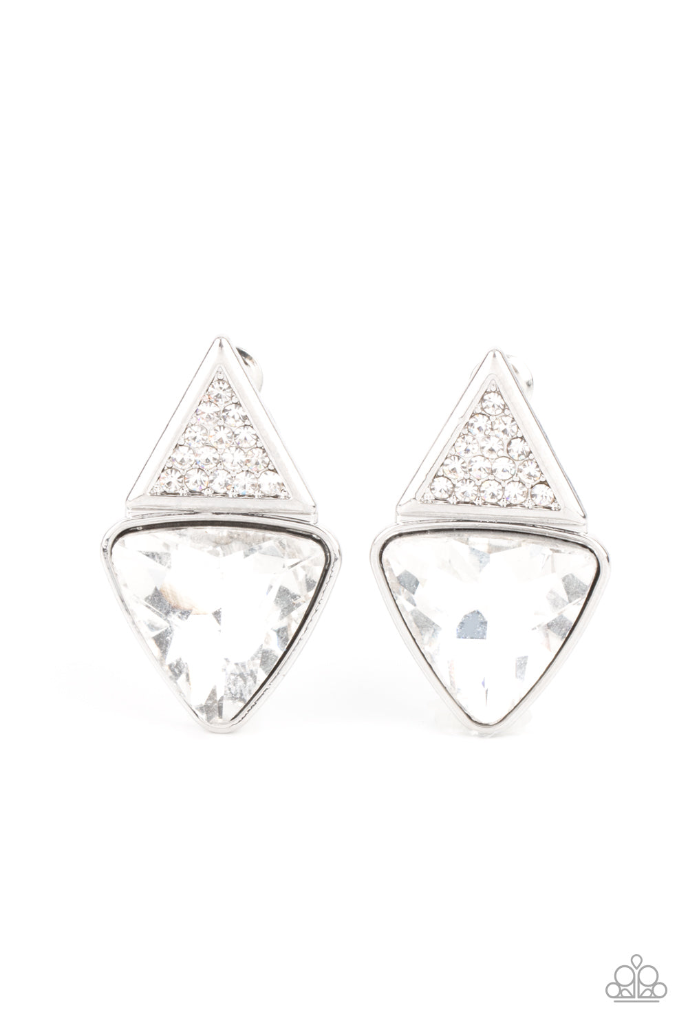 Risky Razzle - White Rhinestone Earring Paparazzi