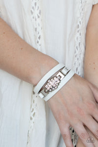 Ultra Urban - White Leather Bracelet Paparazzi