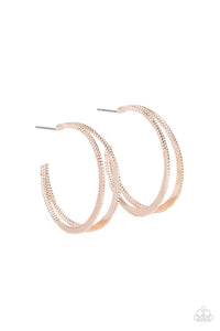 Rustic Curves - Rose Gold Hoop Earring Paparazzi