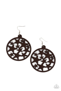 Paparazzi Cosmic Paradise - Brown Wood Earring