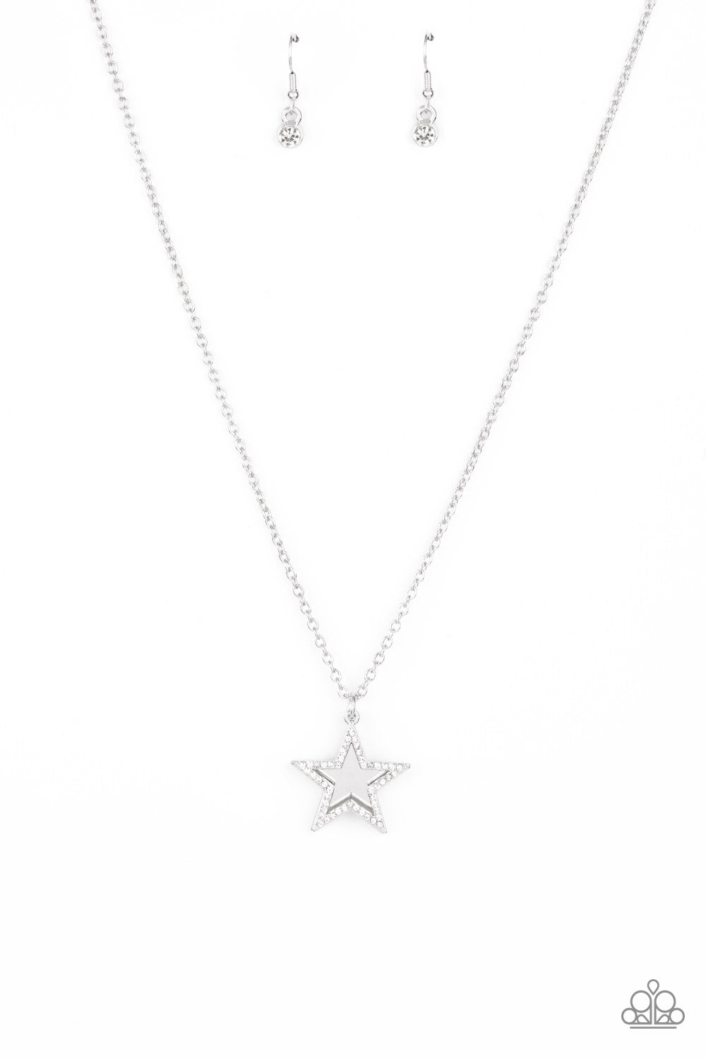 Paparazzi American Anthem - White Rhinestone Necklace