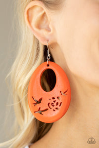 Paparazzi Home TWEET Home - Orange Wood Earring