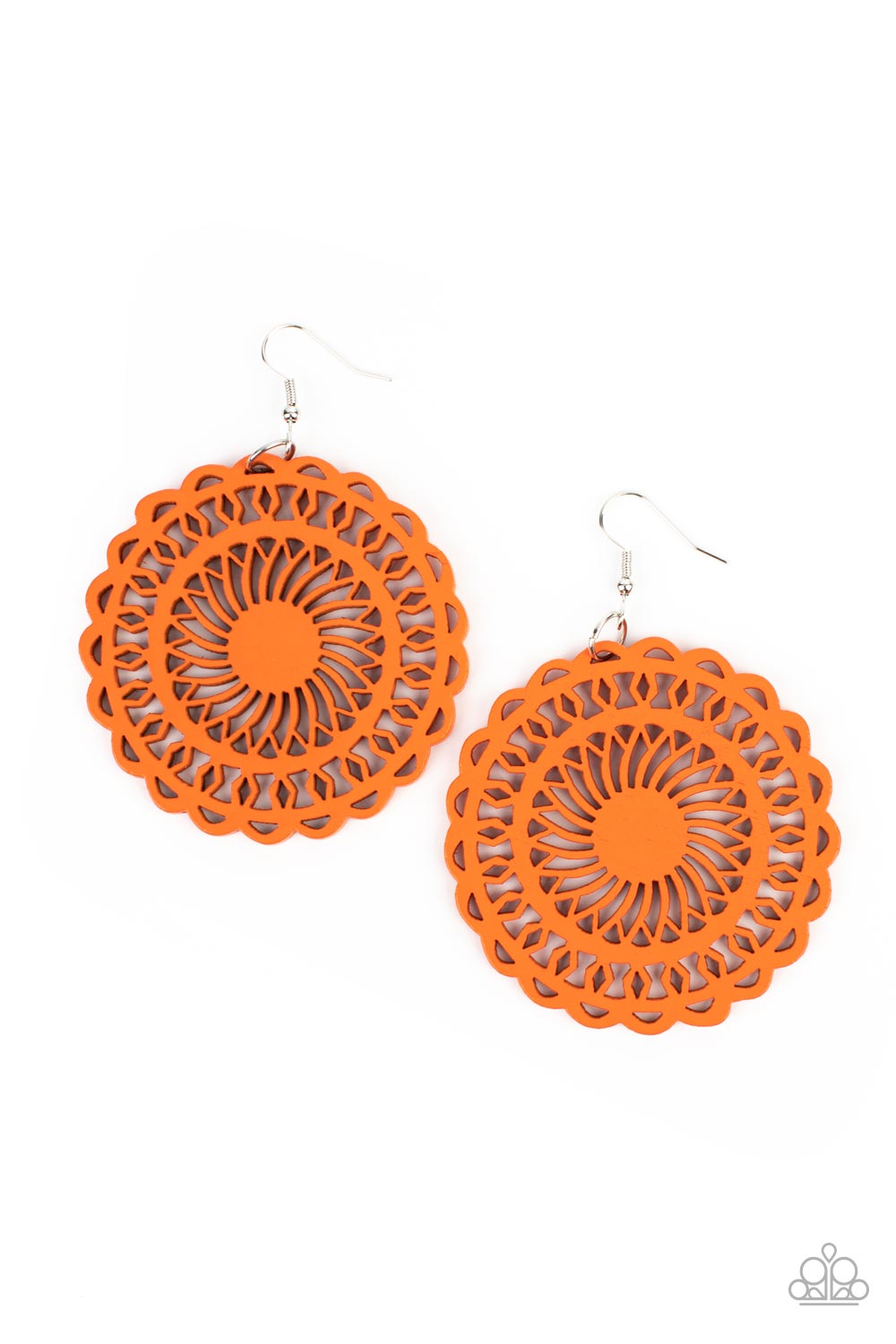 Island Sun - Orange Wood Earring Paparazzi