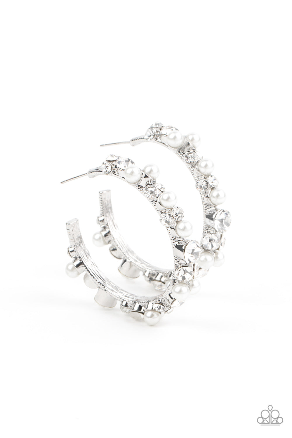 Let There Be SOCIALITE - White Hoop Earring Paparazzi