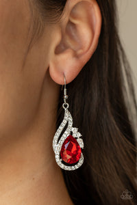 Dancefloor Diva - Red Rhinestone Earring Paparazzi