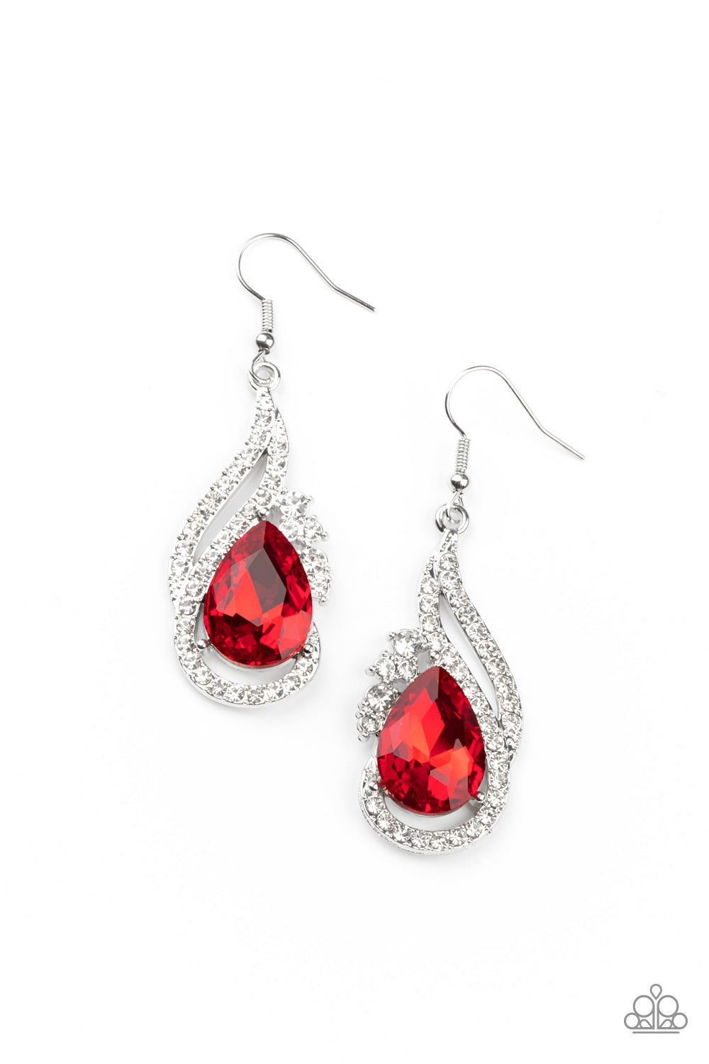 Dancefloor Diva - Red Rhinestone Earring Paparazzi