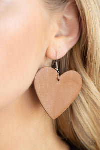 Country Crush - Brown Leather Earring Paparazzi