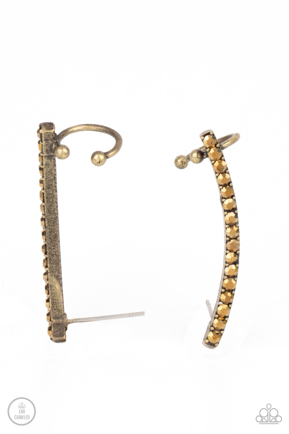 Give Me The SWOOP - Brass Post Earring-Paparazzi