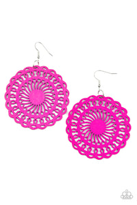 Island Sun - Pink Wood Earring Paparazzi