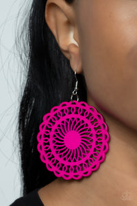 Island Sun - Pink Wood Earring Paparazzi