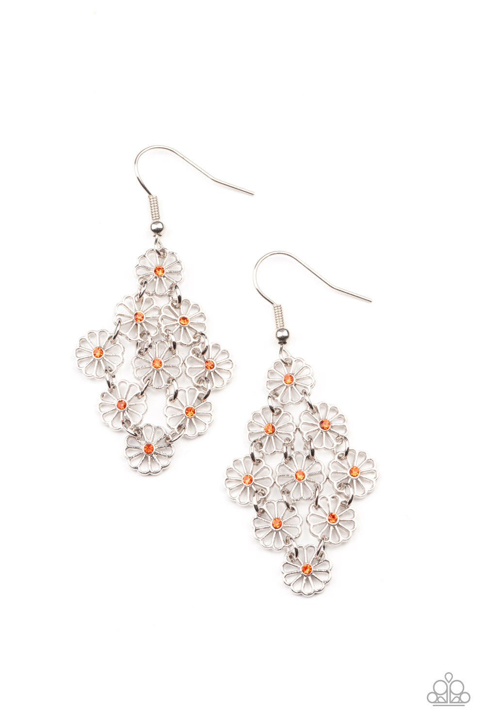 Paparazzi Bustling Blooms - Orange Earring