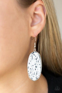 Stone Sculptures - White Stone Earring Paparazzi