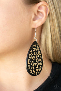 Paparazzi Suburban Jungle - Black Wood Earring