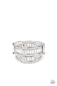 Red Carpet Redux - White Rhinestone Ring Paparazzi