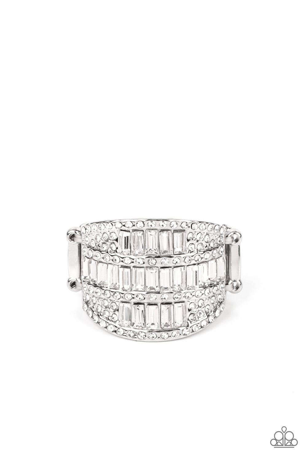 Red Carpet Redux - White Rhinestone Ring Paparazzi