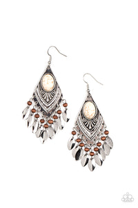 Paparazzi Earthy Etiquette - White Stone Earring