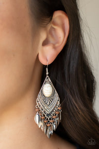 Paparazzi Earthy Etiquette - White Stone Earring