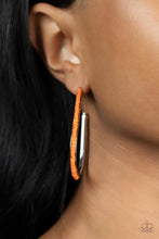 Load image into Gallery viewer, Beaded Bauble - Orange Hoop Earring Paparazzi
