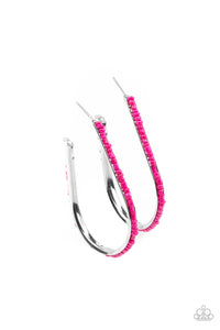 Beaded Bauble - Pink Hoop Earring Paparazzi