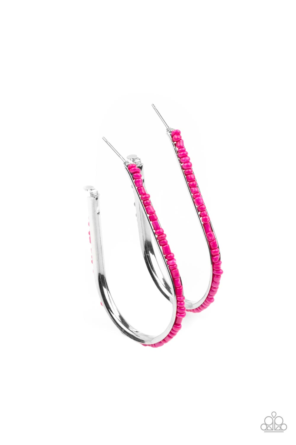 Beaded Bauble - Pink Hoop Earring Paparazzi