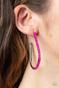 Beaded Bauble - Pink Hoop Earring Paparazzi