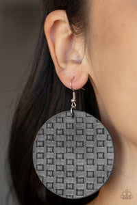 Paparazzi WEAVE Me Out Of It - Silver Leather Earring