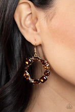 Load image into Gallery viewer, Paparazzi GLOWING in Circles - Brown Rhinestone Earring
