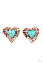 Load image into Gallery viewer, Rustic Romance - Copper &amp; Turquoise Stone Earring Paparazzi
