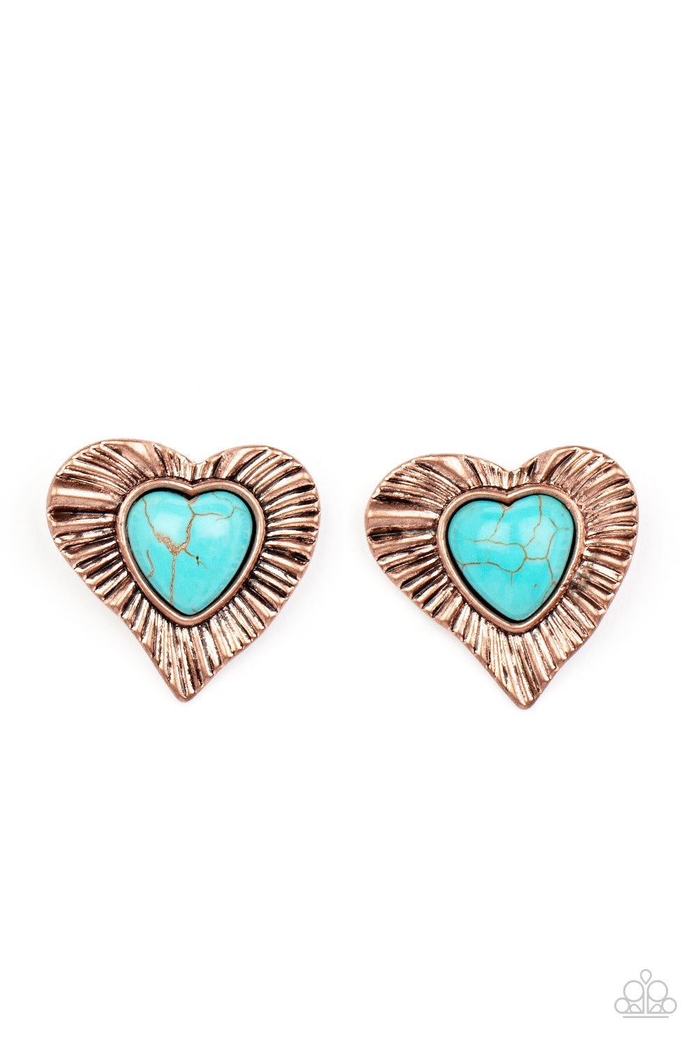 Rustic Romance - Copper & Turquoise Stone Earring Paparazzi