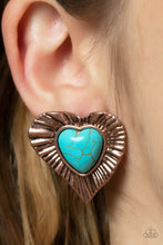 Load image into Gallery viewer, Rustic Romance - Copper &amp; Turquoise Stone Earring Paparazzi
