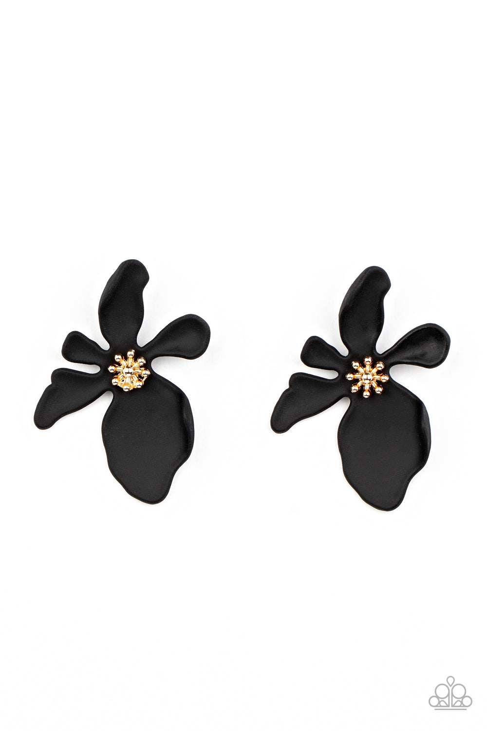 Paparazzi Hawaiian Heiress - Black Floral Earring