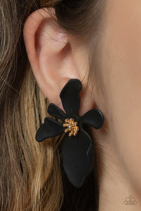 Paparazzi Hawaiian Heiress - Black Floral Earring