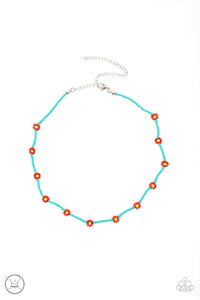 Colorfully Flower Child - Blue Seed Bead Necklace Paparazzi