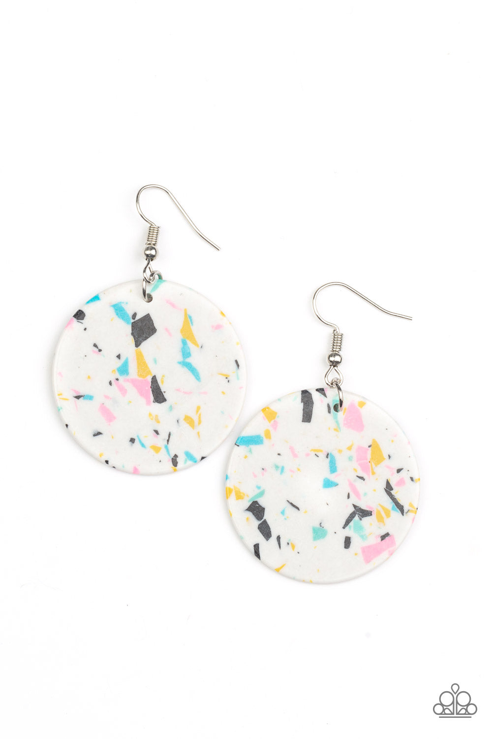 Paparazzi Tenaciously Terrazzo - White Stone Earring