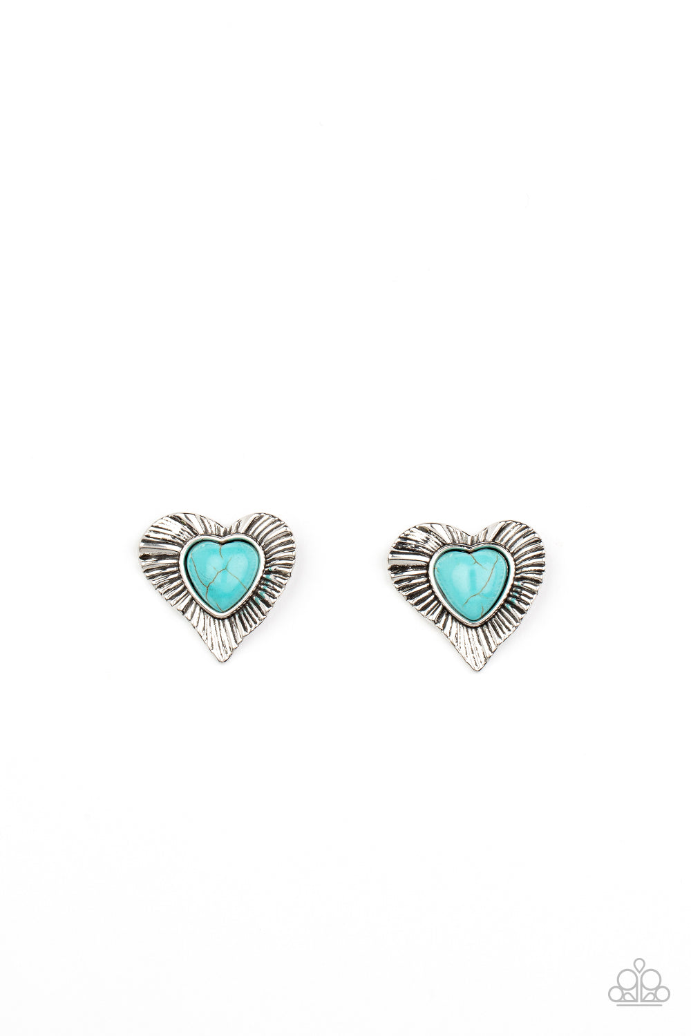 Rustic Romance - Blue Turquoise Heart Earring Paparazzi