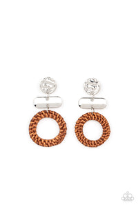 Paparazzi Woven Whimsicality - Brown Wood Earring