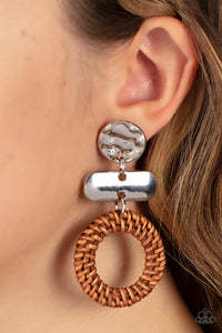 Paparazzi Woven Whimsicality - Brown Wood Earring