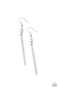 Paparazzi Skyscraping Shimmer - White Rhinestone Earring