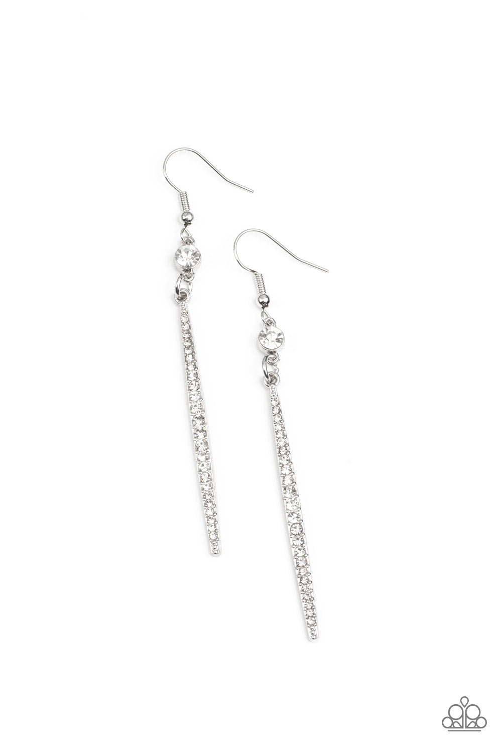 Paparazzi Skyscraping Shimmer - White Rhinestone Earring