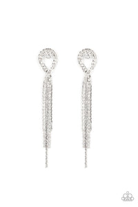 Paparazzi Luxury Lasso - White Rhinestone Earring