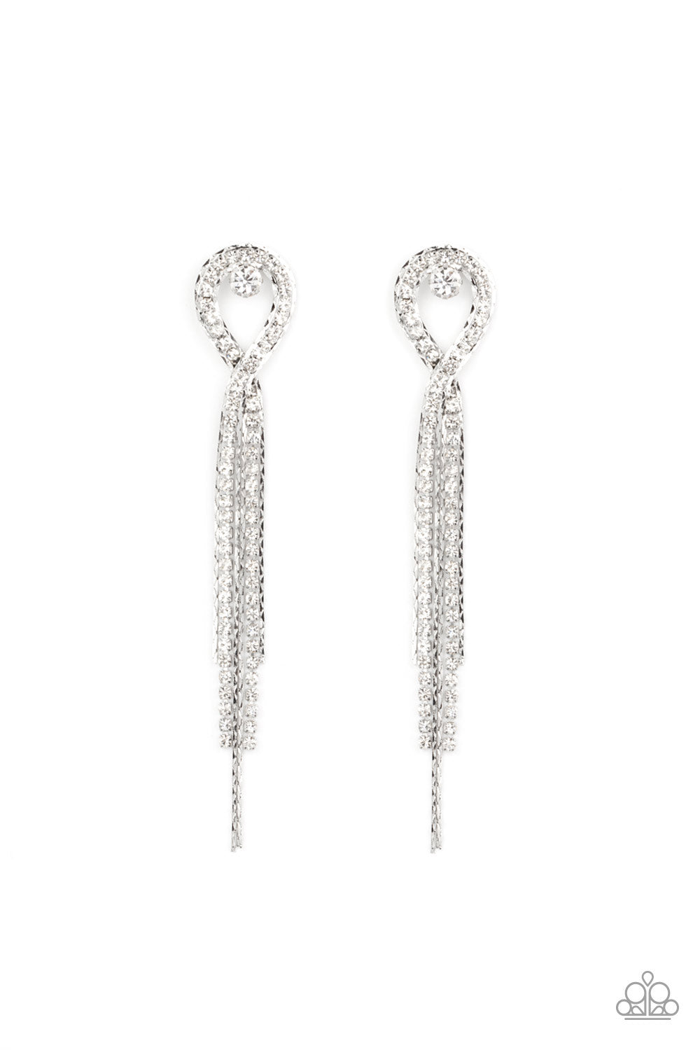 Paparazzi Luxury Lasso - White Rhinestone Earring