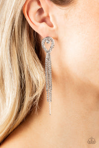 Paparazzi Luxury Lasso - White Rhinestone Earring