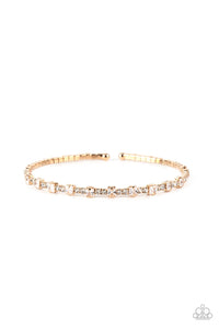 Paparazzi Timelessly Tiny - Gold Rhinestone Bracelet