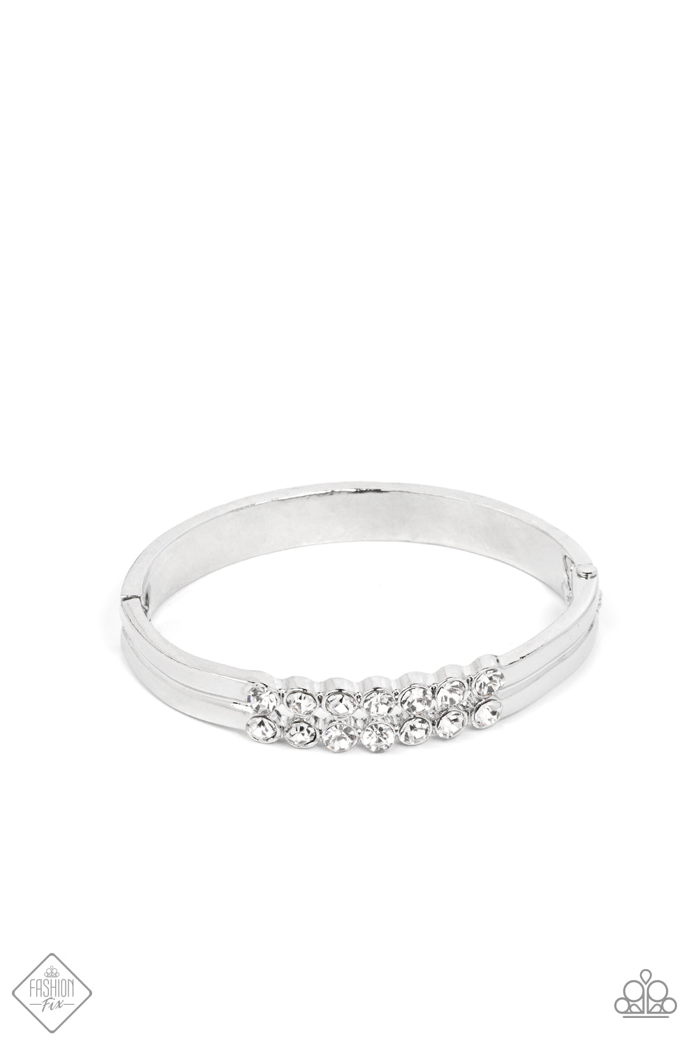 Paparazzi Doubled Down Dazzle - White Rhinestone Bracelet