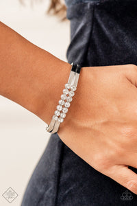 Paparazzi Doubled Down Dazzle - White Rhinestone Bracelet